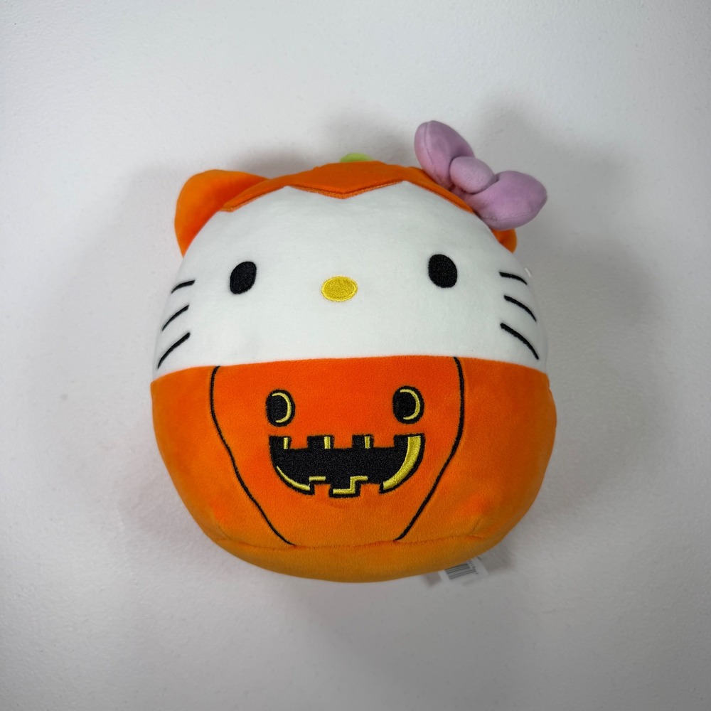 Squishmallows Hello Kitty Pumpkin Plush 8in Orange Excellent Halloween Sanrio